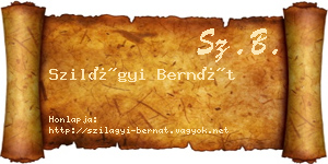 Szilágyi Bernát névjegykártya